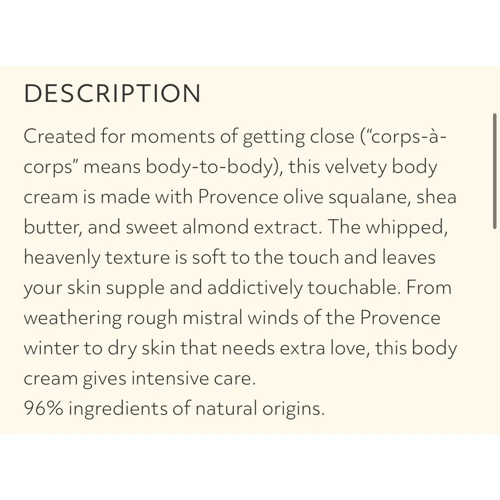 Bastide Corps a Corps Creme Riche Body Cream 200ml 6.7oz Made in France‎